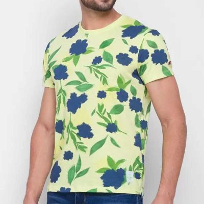 Floral Printed Slim Fit T-Shirt - Cotton-Polyester Blend, Round Neck, Short Sleeves, Vibrant Botanical Prints, Available in Light Colors (S-3XL) Manufacturers, Suppliers, Exporters in Delhi