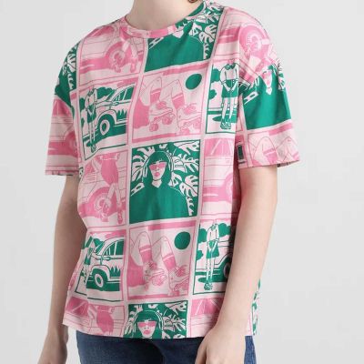 All-Over Print V-Neck T-Shirt - Slim Fit with Moisture-Wicking Polyester-Cotton Blend for Smart Casual Occasions (Sizes S to XXL) Manufacturers, Suppliers, Exporters in Badr