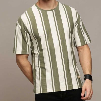 Casual Oversized Striped T-Shirt – Yarn-Dyed for Long-Lasting Color in Various Patterns Manufacturers, Suppliers, Exporters in Delhi