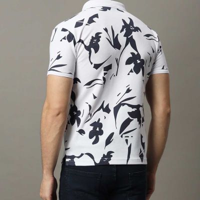 Graphic Print Polo | Cotton-Polyester Blend | Slim Fit | White with Unique Designs | S-XXL Manufacturers, Suppliers, Exporters in Delhi