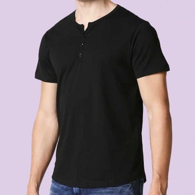 Half Sleeve Henley T-Shirt – 100% Cotton, Wrinkle-Resistant Fabric, Regular Fit (S-3XL) Manufacturers, Suppliers, Exporters in Delhi