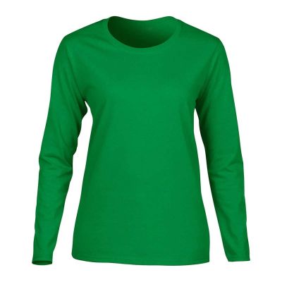 Long Sleeve Ladies’ T-Shirt - Regular Fit Crew Neck in 100% Cotton for Cooler Weather, Available in Black, Grey, White, Olive & Burgundy (XS to XL) Manufacturers, Suppliers, Exporters in Delhi