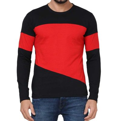 Mens Color Block Full Sleeve T-Shirt – Regular Fit, Stylish Cotton-Polyester Blend for Casual Wear Manufacturers, Suppliers, Exporters in Delhi