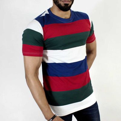 Mens Color Block Sports T-Shirt - Slim Fit with Modern Design (Sizes S to 3XL) Manufacturers, Suppliers, Exporters in Delhi