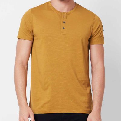 Mens Regular Fit Henley Collar T-Shirt - Soft Cotton-Viscose Blend, Sizes M-2XL Manufacturers, Suppliers, Exporters in Delhi