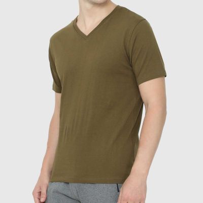 Mens Slim Fit Half Sleeve V-Neck T-Shirt - 100% Combed Cotton Manufacturers, Suppliers, Exporters in Delhi