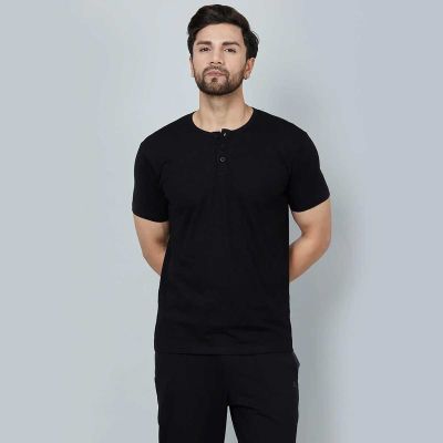 Mens Textured Slub Henley T-Shirt - Comfortable and Casual, Ideal for Relaxed Looks Manufacturers, Suppliers, Exporters in Delhi