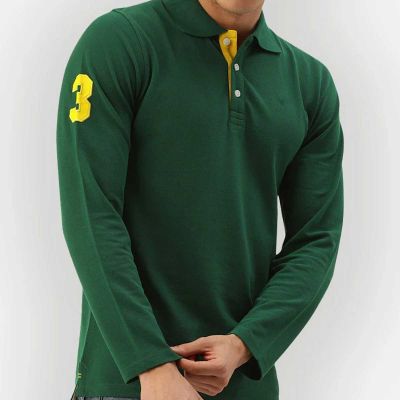 Polo Full Sleeve T-Shirt - 100% Polyester Pique, Regular Fit, Ribbed Collar Manufacturers, Suppliers, Exporters in Delhi