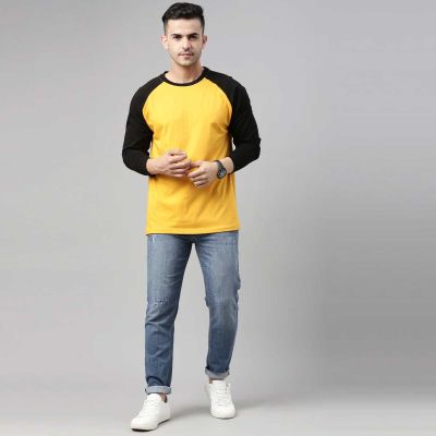 Raglan Casual T-Shirt for Men - Cotton-Polyester Blend, Regular Fit with Sporty Contrast Binding Manufacturers, Suppliers, Exporters in Delhi