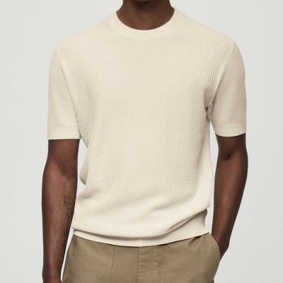 Ribbed Knitted T-Shirt for Men - 95% Cotton, 5% Lycra, Slim Fit with Crew Neck Manufacturers, Suppliers, Exporters in Delhi