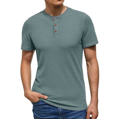Short Sleeve Knitted Henley T-Shirt for Men - 100% Cotton, Regular Fit, 3-Button Placket Manufacturers, Suppliers, Exporters in Delhi