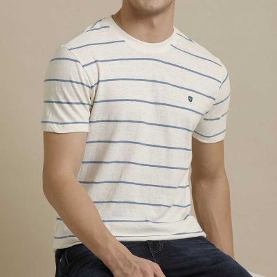 Striped Half Sleeve T-Shirt – 100% Cotton, Regular Fit for Casual & Smart Events Manufacturers, Suppliers, Exporters in Delhi