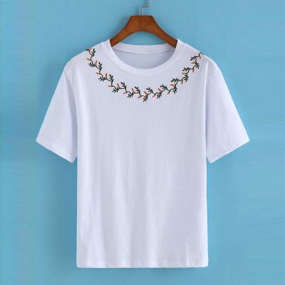 Womens Embellished Round Neck T-Shirt - Stylish Cotton Tee with Sequins & Embroidery Manufacturers, Suppliers, Exporters in Delhi