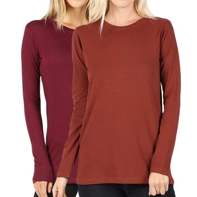 Womens Long Sleeve Round Neck T-Shirt - Comfortable Cotton Layering Tee Manufacturers, Suppliers, Exporters in Delhi
