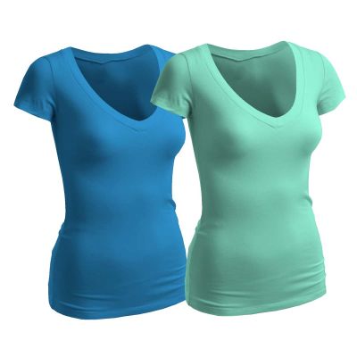 Womens V-Neck Plain T-Shirt - 100% Cotton for Comfortable Everyday Wear Manufacturers, Suppliers, Exporters in Delhi