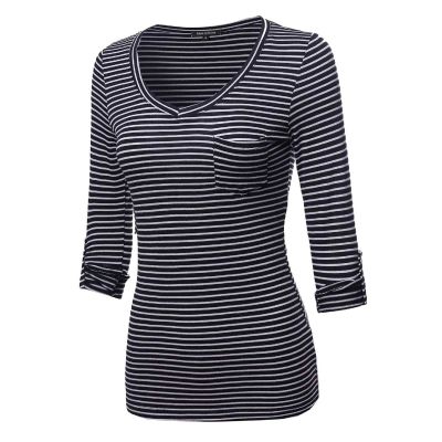 Womens Basic Striped T Shirt Soft Cotton Casual Wear XS to XL Manufacturers, Suppliers, Exporters in Delhi