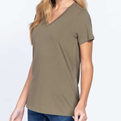 Womens Boxy V Neck T Shirt Relaxed Fit Soft Cotton Casual Wear XS to XL Manufacturers, Suppliers, Exporters in Delhi