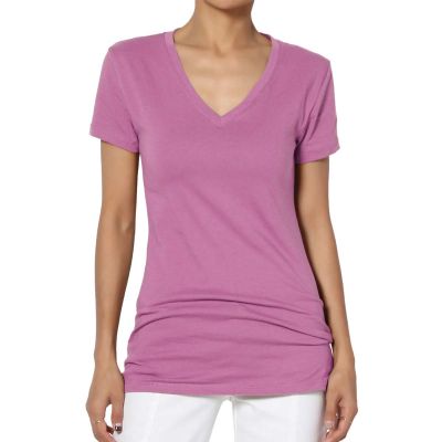 Womens Fitted V Neck T Shirt Slim Fit Stretch Cotton XS to XL Manufacturers, Suppliers, Exporters in Delhi