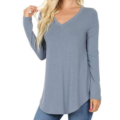 Womens Long Sleeve V Neck T Shirt Soft Cotton for Cooler Weather XS to XL Manufacturers, Suppliers, Exporters in Delhi